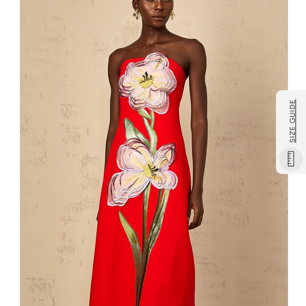 NWT Vibrant Red Floral One Shoulder Dress